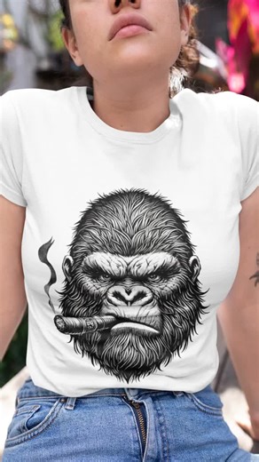 Badass Gorilla Smoking Cigar PNG, Cool Monkey Head Illustration Tattoo Art,vintage Gorilla Face Design,hipster Ape Drawing,wild Animal Print - Etsy