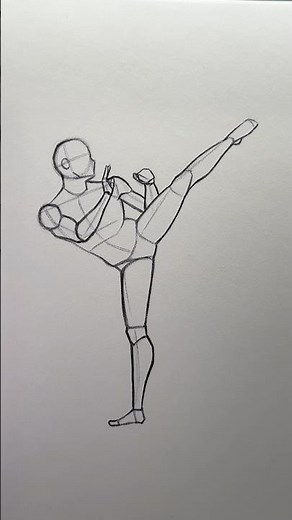 How to draw a Roundhouse Kick Pose ⭐️Tutorial⭐️ #drawing #pose #anatomy #fyp #shorts #howtodraw