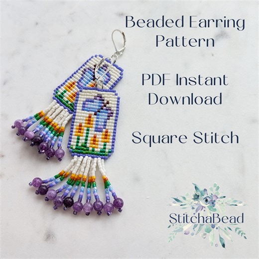 Butterfly Beaded Earring Pattern: Square Stitch (PDF Pattern) - Etsy