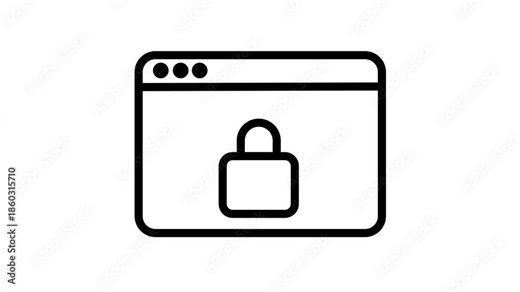 Secure browser window icon with a padlock, representing web privacy, SSL encryption, internet safety, and protected online browsing experience.