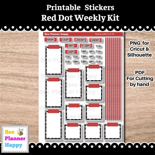 Printable Red Dots Weekly Planner Sticker Kit - February Valentine - Etsy