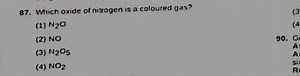 Which oxide of nitrogen is a coloured gas? (1) \mathrm{N}_{2} \... | Filo