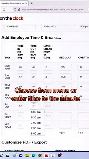 Online time card calculator
