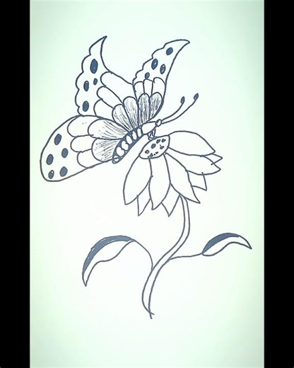 Flower with butterfly drawing,Haw to draw Butterfly with flowers #art #flowers #butterfly #flowerart
