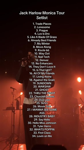 Jack Harlow Monica Tour Setlist🎶 @Jack Harlow #jackharlow #monica #setlist #monicatour #concerts
