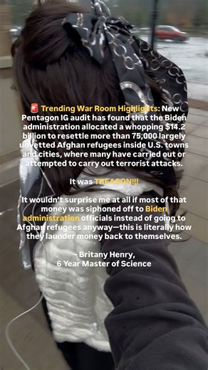 🚨#Trending #WarRoom #Highlights: New #Pentagon IG audit has found that the Biden administration allocated a whopping $14.2 billion to resettle more than 75,000 largely unvetted #Afghan refugees inside U.S. towns and cities, where many have carried out or attempted to carry out terrorist attacks. It was #TREASON!!! It wouldn’t surprise me at all if most of that money was siphoned off to #Bidenadministration officials instead of going to Afghan refugees anyway—this is literally how they launder m