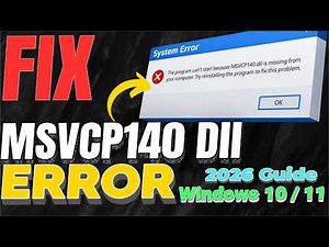 Fix MSVCP140 dll missing or not found error | 100 % Working Solution 2026