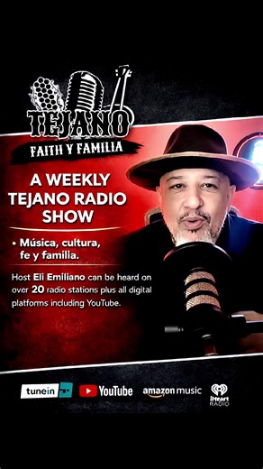 Tejano Faith y Familia 🎙️ A weekly radio show celebrating Tejano music, culture, faith, and family. Hosted by Eli Emiliano, heard on over 20 radio stations and across all major digital platforms, including YouTube. This is Tejano with purpose. This is community. This is Tejano Faith y Familia. 📻🎶👨‍👩‍👧‍👦 #TejanoFaithyFamilia #TejanoRadio #TejanoMusic #RadioLife #EliEmiliano