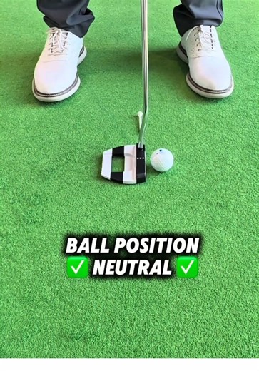 Ball position when putting 🎯⛳️ One of the most underrated fundamentals in putting… and one of the easiest ways to instantly improve consistency 👀 Your ball position controls where the putter meets the ball. And where the putter meets the ball controls start line, speed, and roll 🔁 ⚠️ Too far back? You’ll often strike the ball too early → inconsistent contact & poor distance control ⚠️ Too far forward? You risk catching the ball late → strike issues & possible pushes ✅ The sweet spot for most 