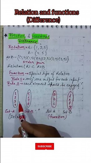 Relation and functions/difference in hindi #maths