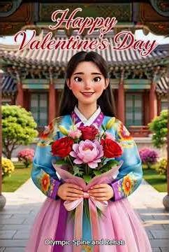 A Royal Valentine’s Day Greeting 💐 | Elegant Hanbok 3D Animation #valentinesday #korea