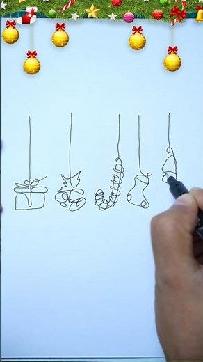 Christmas Drawing in One Line 🎄✏️ | Simple & Creative Holiday Art