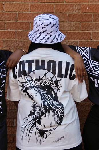 Catholic bucket and Catholic crowned Tshirt are available 😍😍#SaintlyStyle #CatholicTok #FaithFashion #ChristianTikTok #ModestFashion #CatholicGirl #FaithBasedBrand #FaithBasedBrand