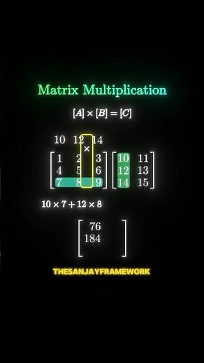 Matrix Multiplication Made Easy 🔢 | Step-by-Step Visual Explanation #thesanjayframework #computers