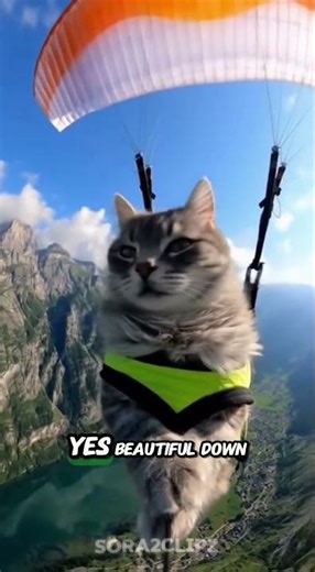 Brave Kitty’s First Paragliding Adventure!