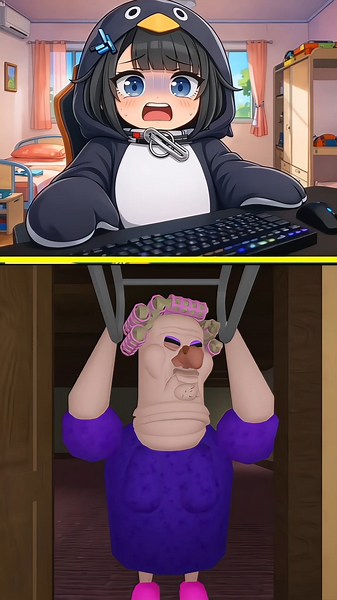 gugugaga penguin😱 vs GRUMPY GRAN! #roblox #robloxshorts