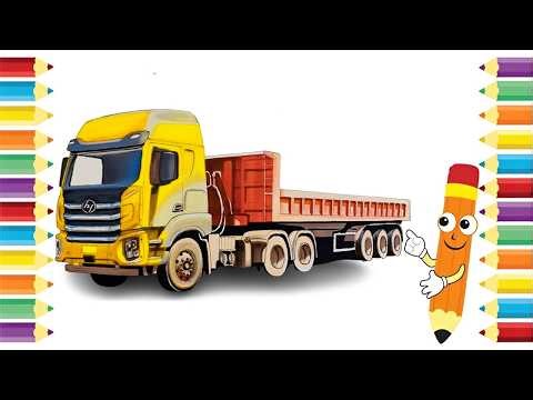 How to Draw a Flatbed Truck Step by Step | Easy Semi Truck Drawing Tutorial