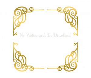 Gold Scroll Frame Clipart: Metallic Foil Look (digital Download) - Etsy