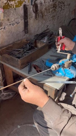 Making a Long Iron Wire Spring Using a Drill Machine | Simple Workshop Technique by hand #diy #short