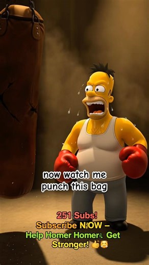 "251 Subscribers! Homer Punches 20 Times – Subscribe & Make Me Stronger! 💪🍩Simpsons 3D" #goofball