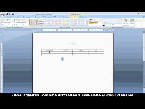 Tuto Créer un tableau (Word 2007)