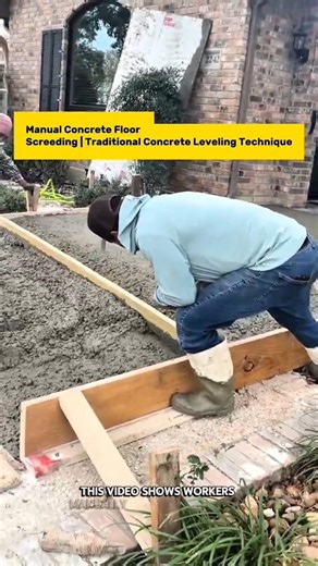 Manual Concrete Floor Screeding | Traditional Concrete Leveling Technique.