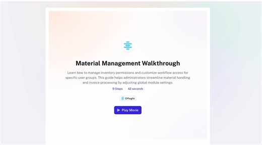 Material Management Walkthrough