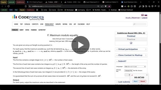 #competitiveprogramming #codeforces #chromeextension #softwareengineering #buildinpublic #developertools | Ayush Pekamwar