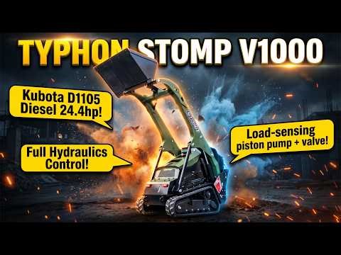 TYPHON STOMP V1000 1.5 TON Skid Steer | 780kg Lift, Kubota D1105 24.4HP | Lift, Dig, Drill & More