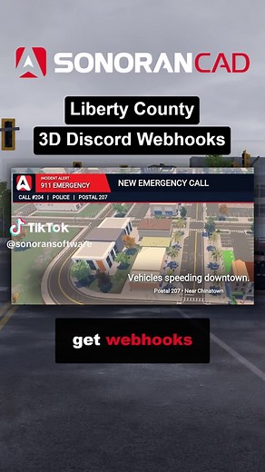 Does your Liberty County community get webhooks like this? Sonoran CAD sends 3D images with the real location of 911 and dispatch calls to Discord. All Sonoran CAD ERLC integrations are free. Link in bio. Music: