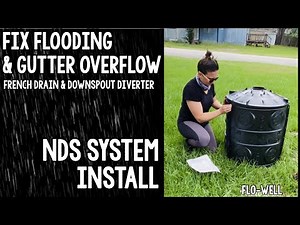 NDS System Install: Fixing gutter downspout overflow & flooding - french drain and dry well