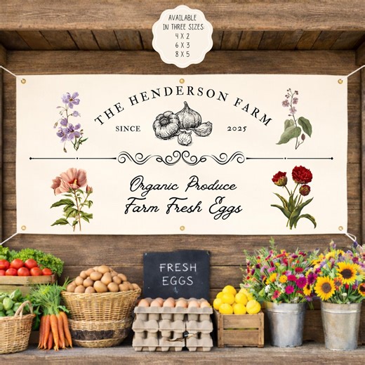 Custom Farm Stand Banner, Farmers Market Sign, Organic Produce - Etsy