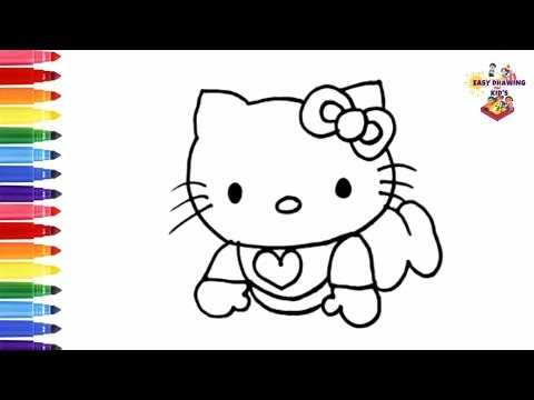 Beautiful To Draw Cute Hello Kitty, Draw & Color Hello Kitty, Two Cute Hello Kitty Drawing For Kids