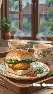 rainy evening & mumbai vadapav #ghibli #ghiblistyle #ghibliart