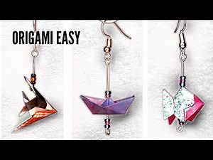 How To Make Origami Earrings using Fish and Boat Origami Shapes - Origami Tutorial for Beginners