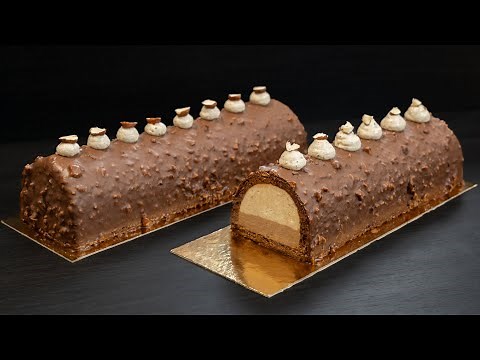 Chocolate praline hazelnut Yule log