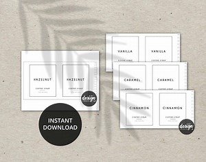 PRINTABLE 4 Torani Coffee Syrup Labels. Hazelnut Vanilla Caramel Cinnamon. Minimalist Modern Coffee Bar Labels Cover Print Digital Files - Etsy