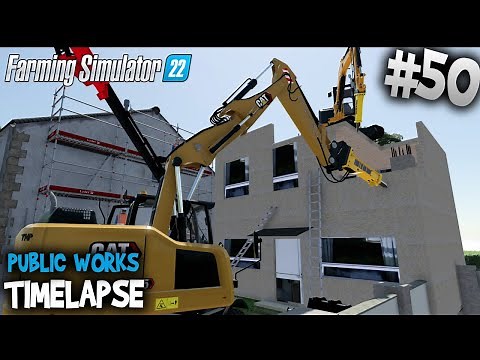 🚧 Impressive Demolition of a House with Heavy Machinery👷 Public Works in FS22