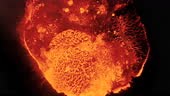 Magma exploding inside Fagradalsfjall Volcano filmed from an...