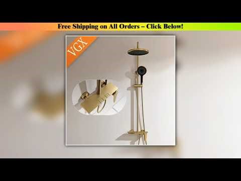 VGX Gold Shower System Bathroom Shower Faucet Set 3-way Rainfall Shower Mixer Crane with Hand