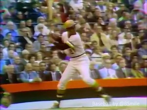 Pittsburgh #Pirates legend Roberto Clemente hits a HR in Game 7 of the 1971 World Series vs. Baltimore Orioles pitcher Mike Cuellar! He hit .414 for the Series and was named MVP! #MLB #Baseball #History | Baseball by BSmile