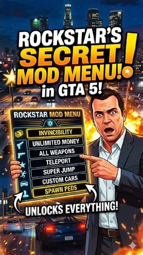 Rockstar’s SECRET Mod Menu in GTA 5! #gta5, #cheatcodes, #gaming, #games, #shorts