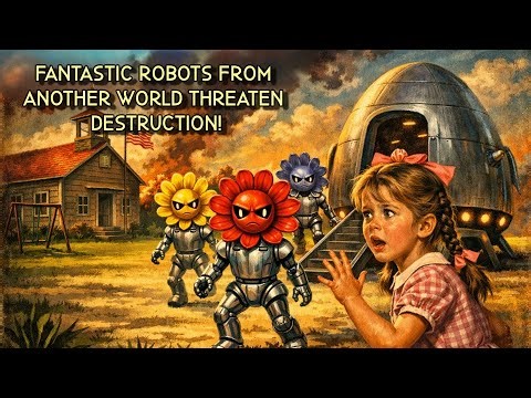 Alien Robots with Heads Resembling Flowers Startle Child in Florida Schoolyard