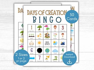 Days of Creation Bingo, Bible Bingo for Youth, Kids Bible Bingo, Bible Games for Kids, Sunday School Activity, Days of Creation Activity - Etsy