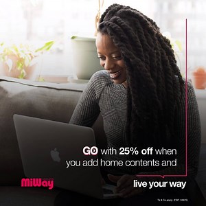 Make every penny count by getting 25% off of your premium when you add home contents to your car insurance policy - now that’s a great way to make a lifestyle impact. Go MiWay and #LiveYourWay by simply giving us a call on 0860 64 64 64 or by visiting https://www.miway.co.za/insurance-quotes for an obligation-free quote. Ts & Cs apply (FSP 33970). | Miway