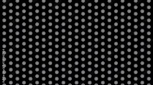 Painted white snowflakes move in smooth rows on a transparent background. Animation of 2D snowflakes for the winter holidays with an alpha channel.