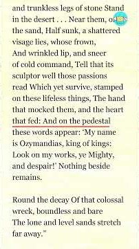 Ozymandias by Percy Bysshe Shelley - Full Audiobook with Scrolling Text
