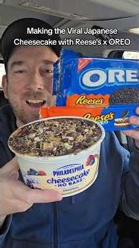 Viral Japanese Cheesecake with REESE'S x OREO Review?! 😲🤤 #cheesecake #eating #oreo
