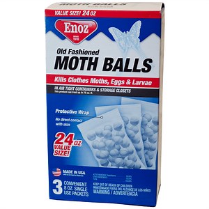 Enoz Old Fashioned Moth Balls - Naphthalene, 8oz, Clothes Moth Killer, 3-pack