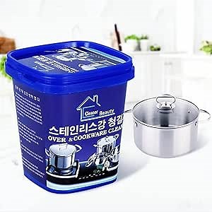 Stainless Steel Cleaning Paste, Powerful Cookware Rust Removal Cleaner, Multi-purpose Cleaner and Polishing Agent, Kitchen Cleaning Oil Stains, Remove Stains and Rust Stains on the Pot (500g)
